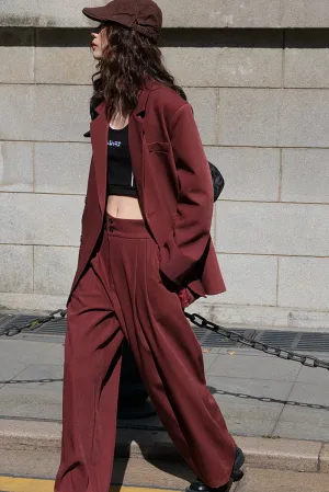 Wide-Leg Blazer Suit & Two-Piece Set with Long Pants