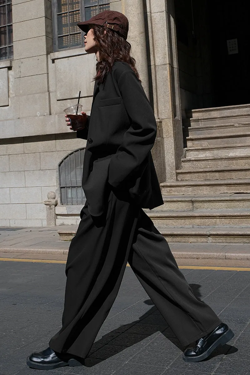 Wide-Leg Blazer Suit & Two-Piece Set with Long Pants