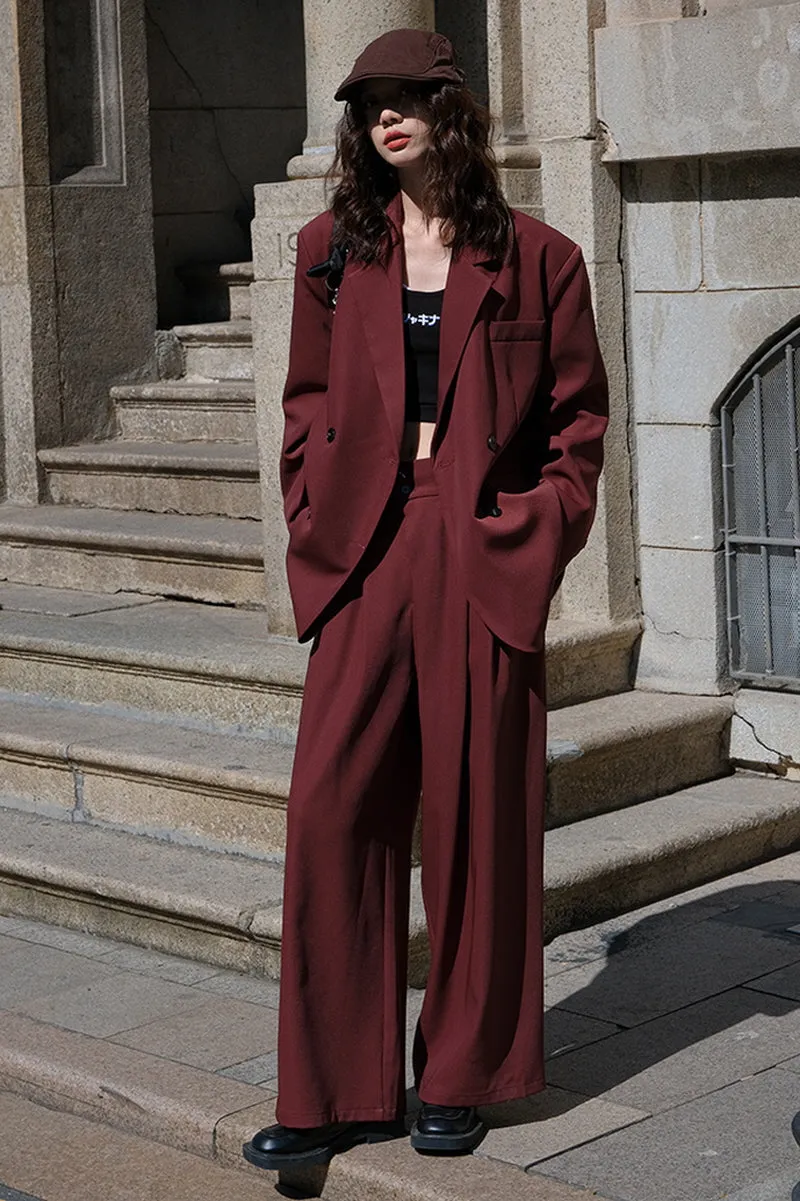 Wide-Leg Blazer Suit & Two-Piece Set with Long Pants