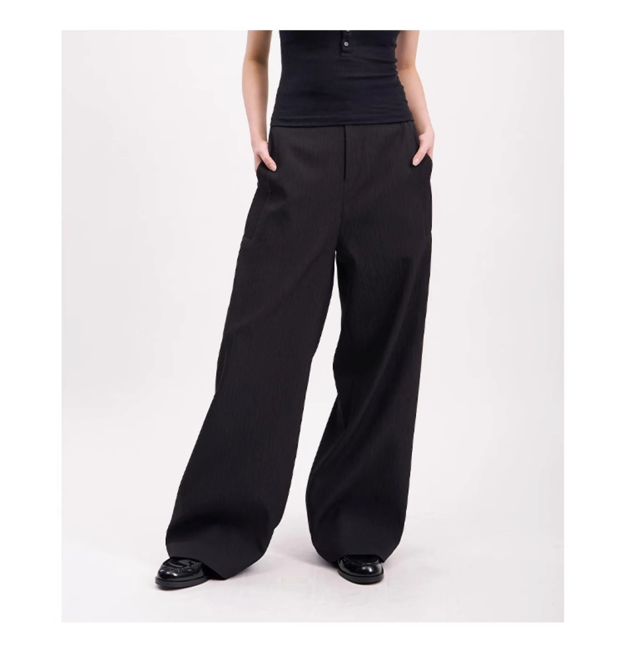 Wide leg straight slacks pants