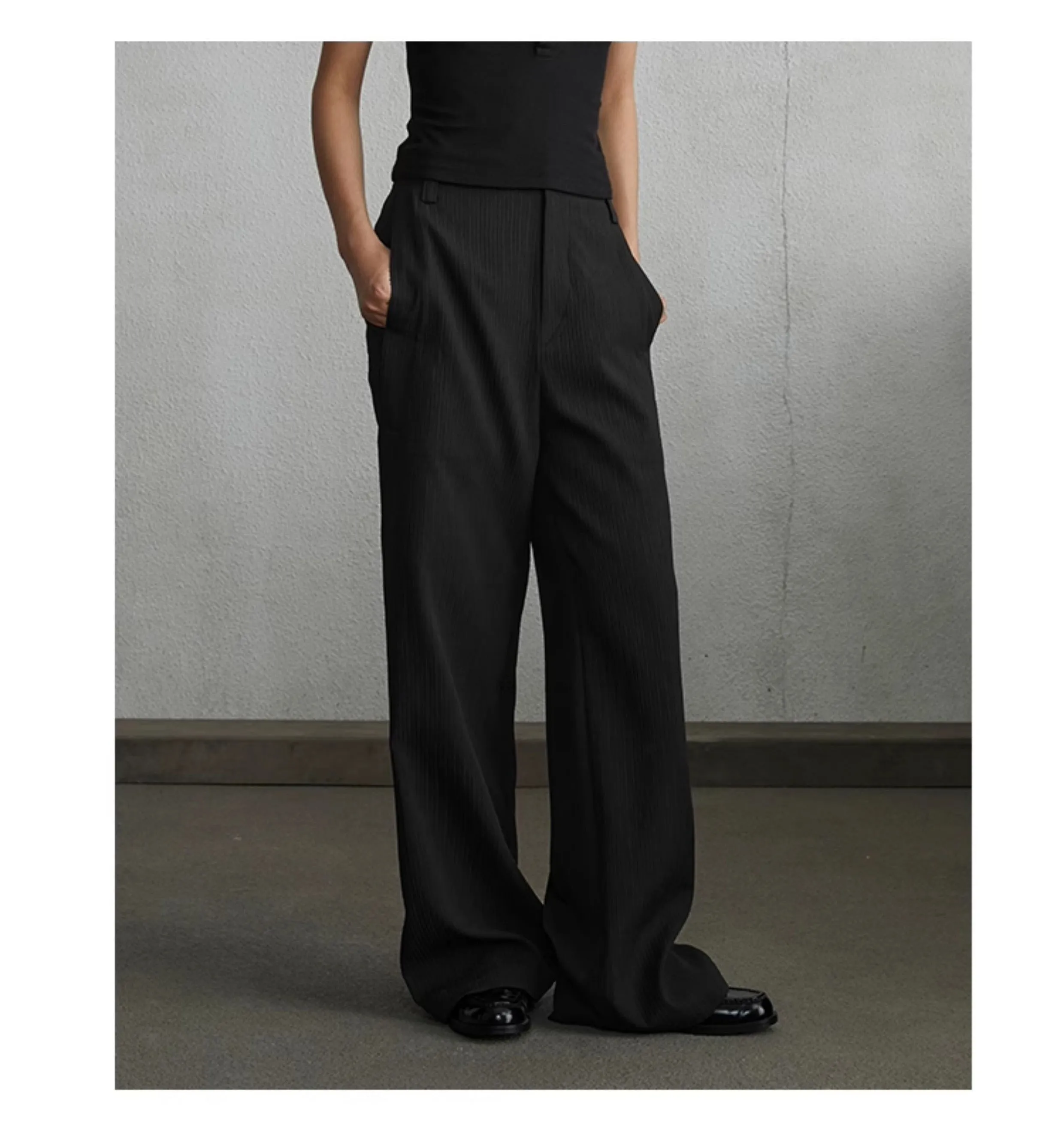 Wide leg straight slacks pants