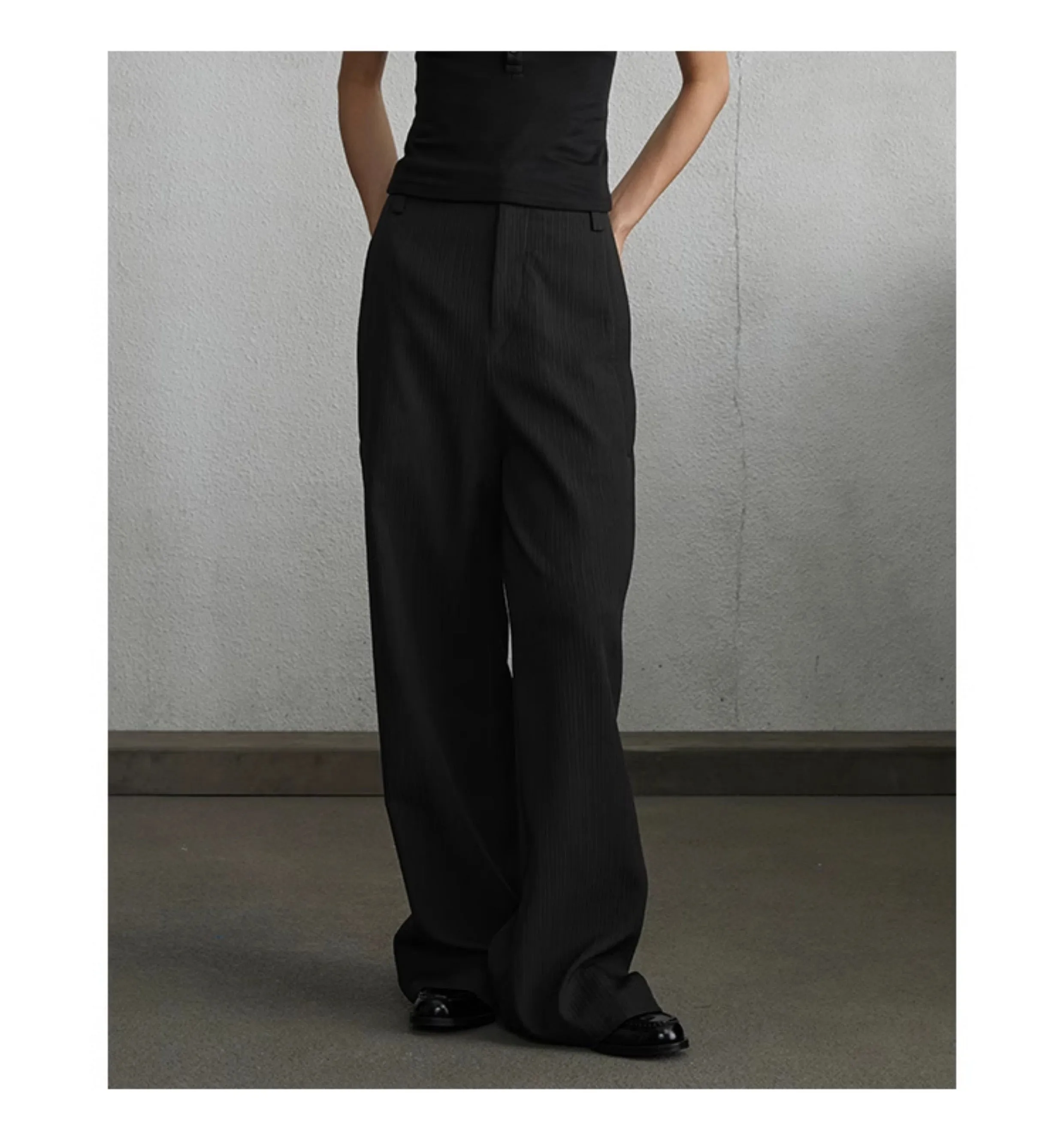 Wide leg straight slacks pants