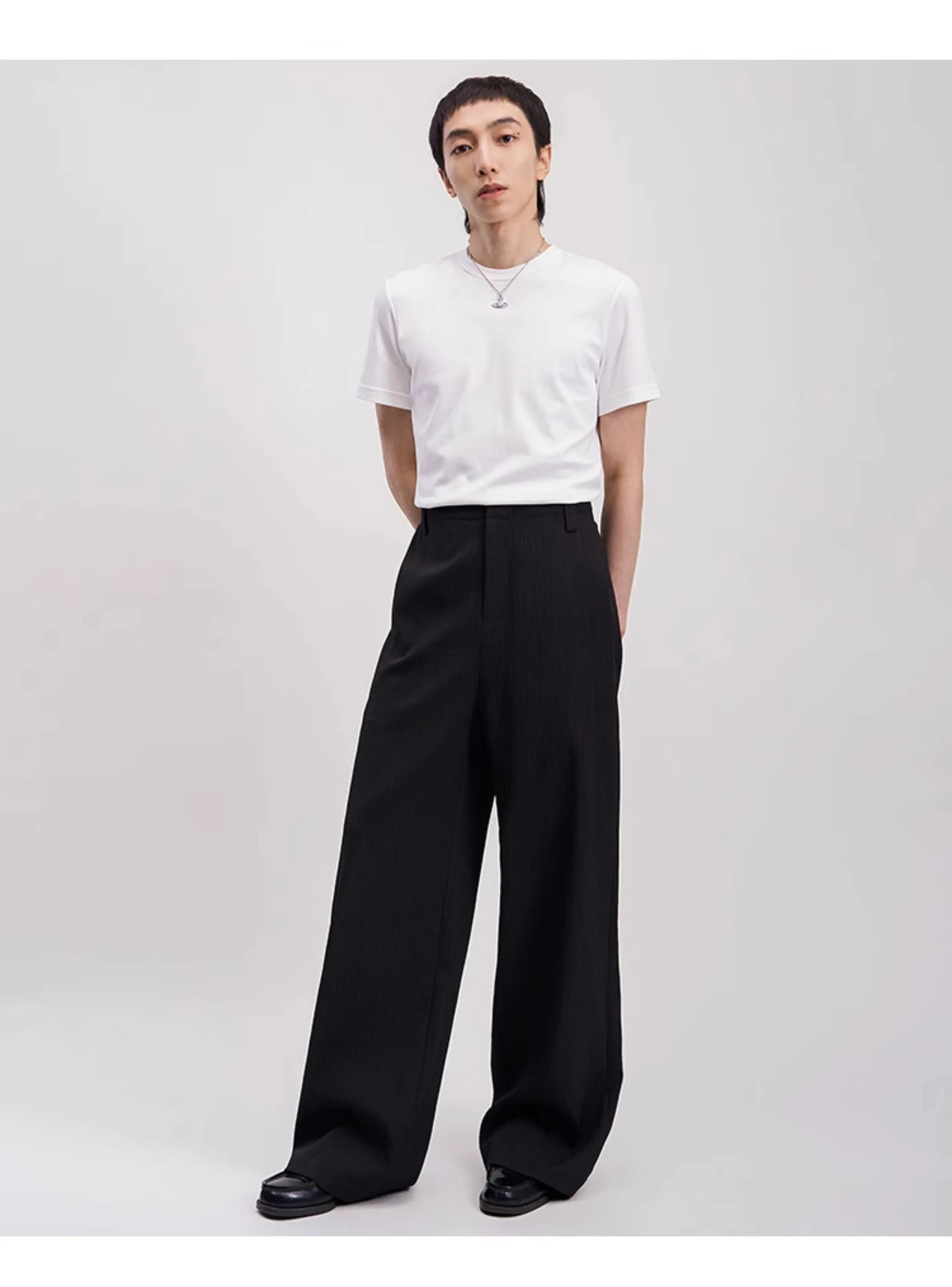 Wide leg straight slacks pants