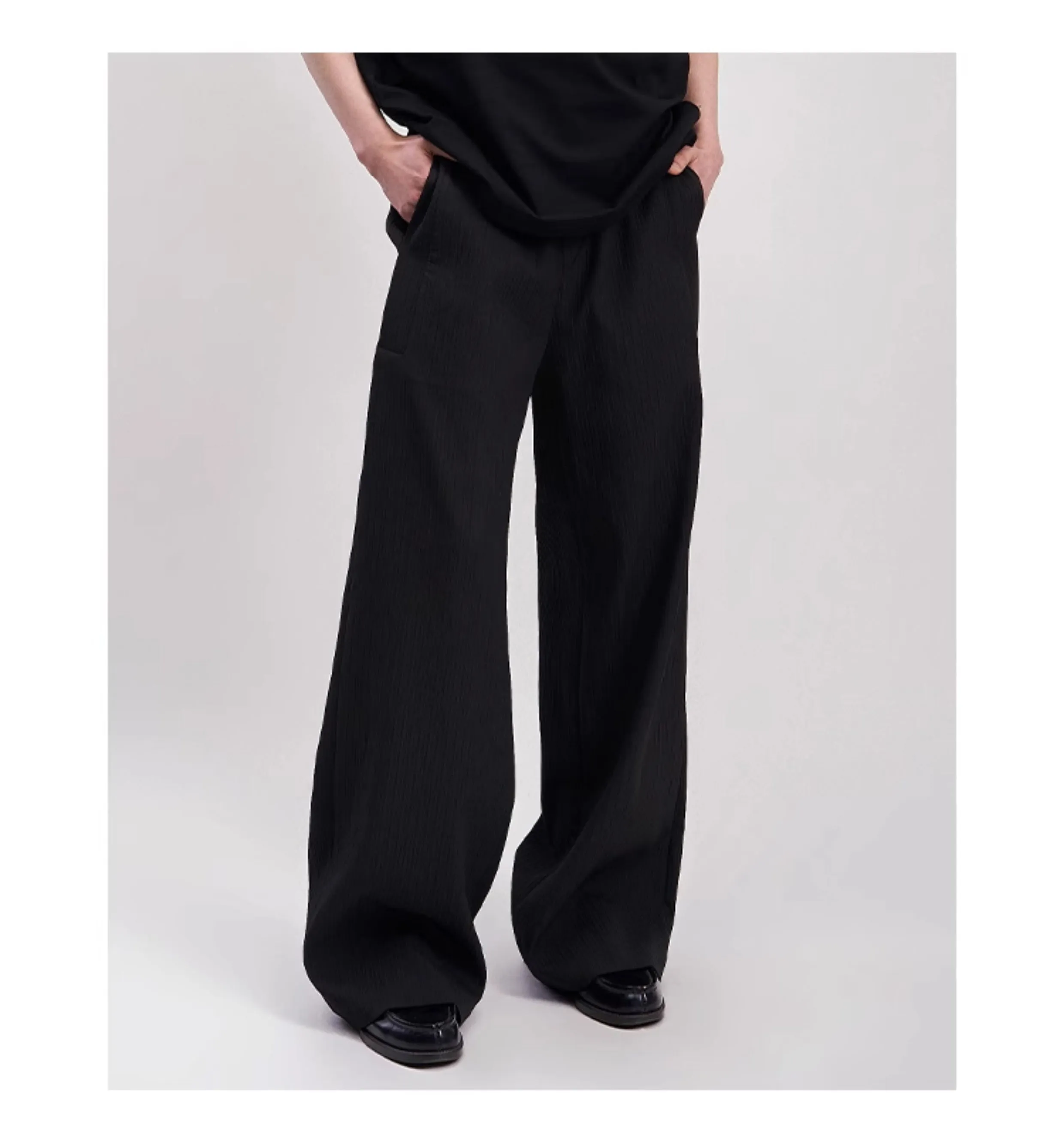 Wide leg straight slacks pants