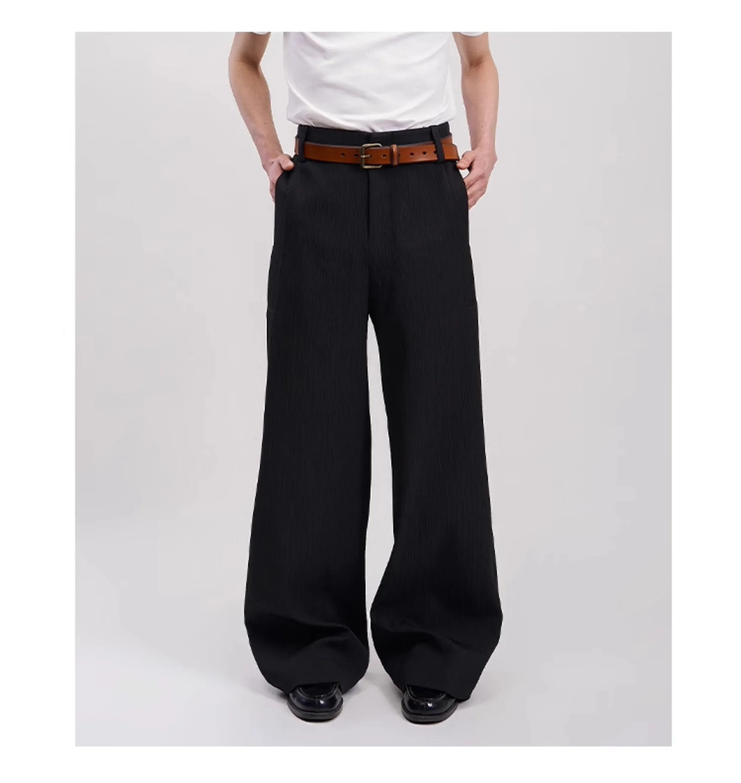 Wide leg straight slacks pants