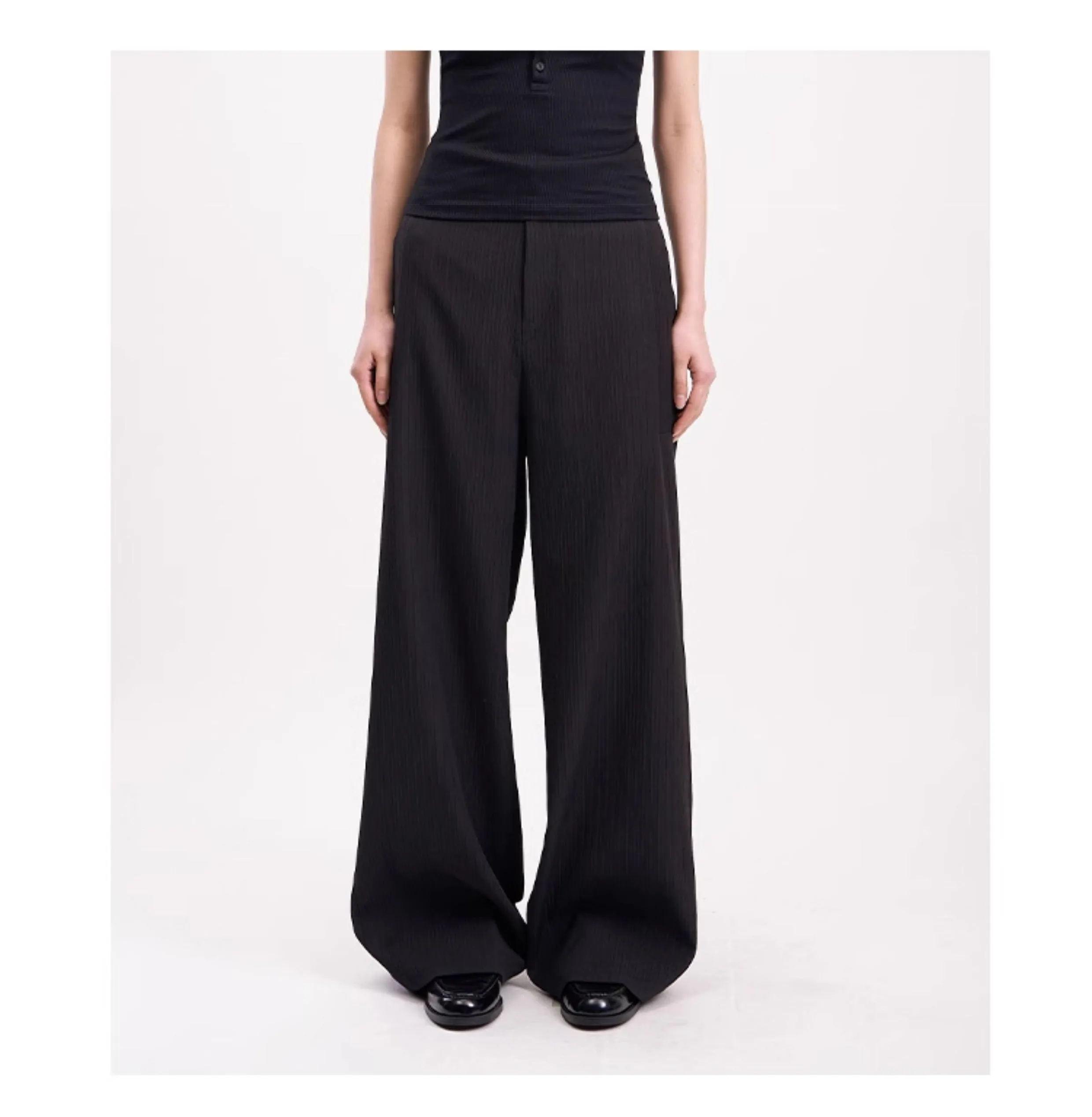 Wide leg straight slacks pants