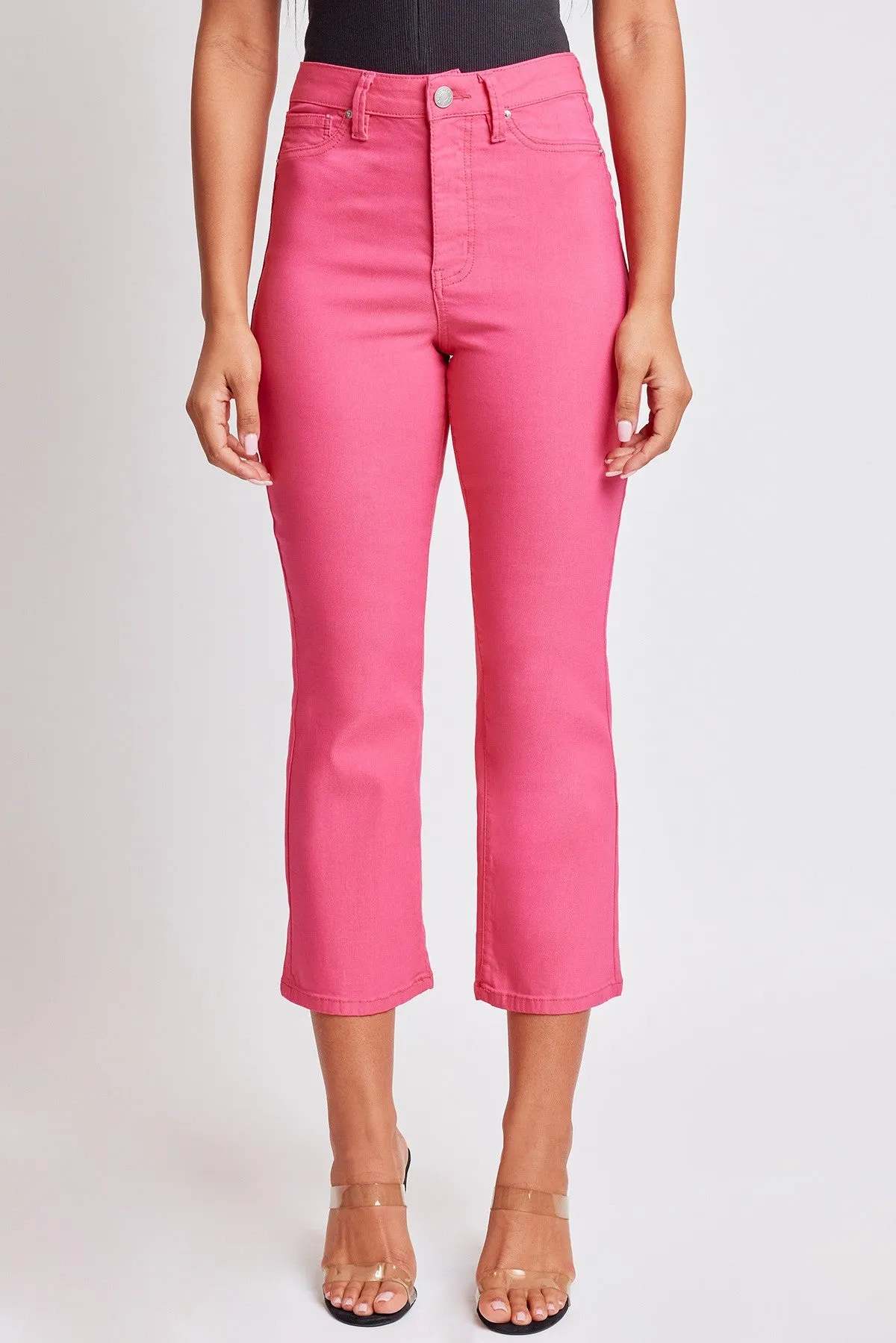 YMI Hyperstretch Cropped Kick Flare Jean: Pink